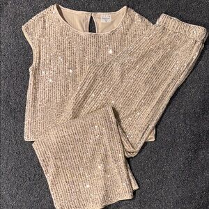 abercrombie kids Gold Sequin Top and Pants Set